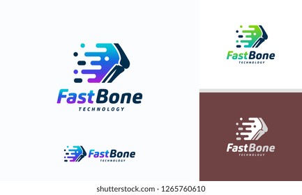 Fast Bone logo designs concept vector, Pixel Bone logo symbol, Knee Tech logo icon