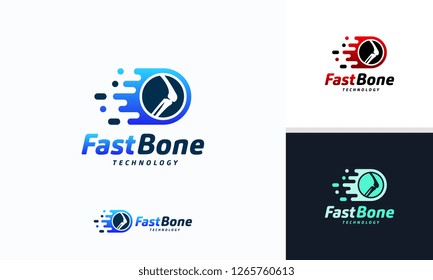 Fast Bone logo designs concept vector, Pixel Bone logo symbol, Knee Tech logo icon