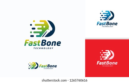 Fast Bone logo designs concept vector, Pixel Bone logo symbol, Knee Tech logo icon