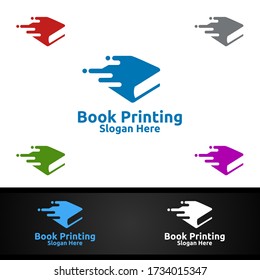 Fast Book Printing Company Vector Logo Design for  Book sell, Book store, Media, Retail, Advertising, Newspaper or Paper Agency Concept