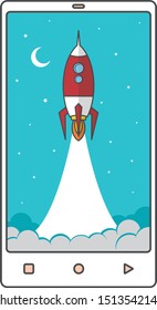 fast boost mobile phone space rocket shuttle theme vector art