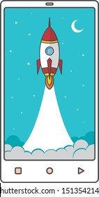 fast boost mobile phone space rocket shuttle theme vector art