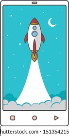 fast boost mobile phone space rocket shuttle theme vector art