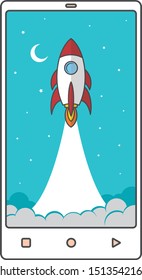 fast boost mobile phone space rocket shuttle theme vector art