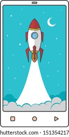 fast boost mobile phone space rocket shuttle theme vector art