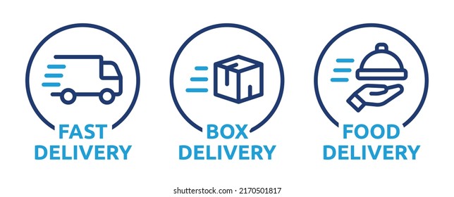 Fast box delivery icon outline vector set illustration. Deliver food sign symbol.