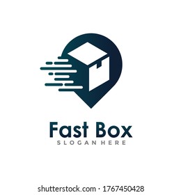 Fast Box Location Logo Vector. Speed Moving Box Logotype. Delivery and logistic logo design concept.
