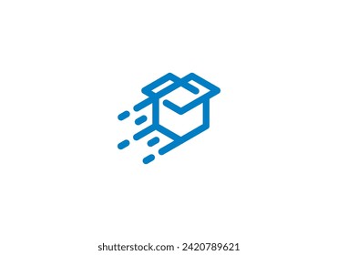 fast box logo design, delivery, package, courier, logistics concept design template
