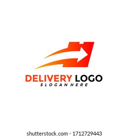 Fast Box Logo Vector. Speed Moving Box Logotype. Delivery and logistic logo design concept.