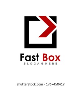 Fast Box Logo Vector. Speed Moving Box Logotype. Delivery And Logistic Logo Design Concept.