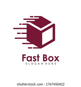 Fast Box Logo Vector. Speed Moving Box Logotype. Delivery and logistic logo design concept.
