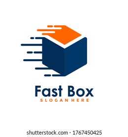 Fast Box Logo Vector. Speed Moving Box Logotype. Delivery and logistic logo design concept.