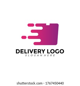 Fast Box Logo Vector. Speed Moving Box Logotype. Delivery and logistic logo design concept.