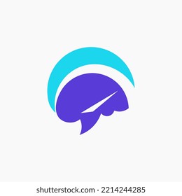 Concepto de diseños de logotipo de Fast Brain, plantilla de logotipo de Brain