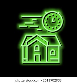 fast building house neon light sign vector. fast building house illustration