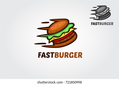 Fast Burger Vector Logo Cartoon. Creative Fast Burger logo template. Vector logo illustration.