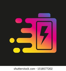 Fast cahrge battery in flat style. Battery  charge symbol concept image. EPS 10