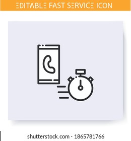 Fast call line icon. Wireless technology, mobile connection providing. Quick services, short term, rapid work, time management concept. Isolated vector illustration. Editable stroke