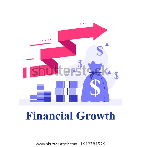 Fast capital growth, fund raising, return on investment, revenue increase, financial profit, earn more money, high interest, stock market wealth management, trading strategy, vector flat illustration