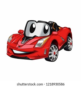 Fast car cartoon - red car cartoon - cars for kids Vector Illustration
