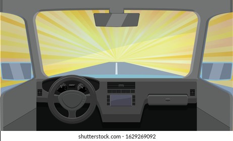 Fast car in dashboard view vector illustration