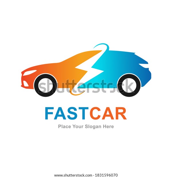 Fast car electric
vector logo template. Suitable for business, web, transportation,
technology and design