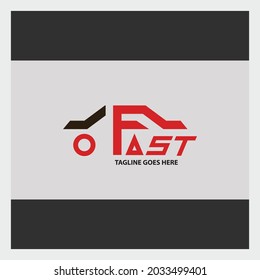 Plantilla de diseño de logotipo de coche rápido. Icono de letras. Ilustración del vector