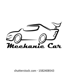 fast car logo with line hand drawn style