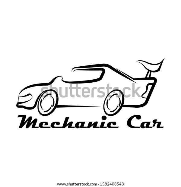 fast car logo with\
line hand drawn style