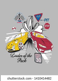 fast car racing team print design