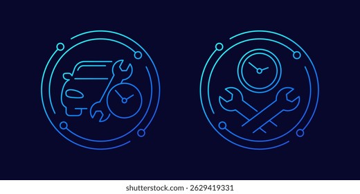 fast car repair icons, linear design