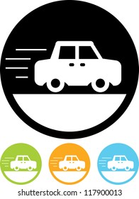 Fast car road sign - Vector icon isolated