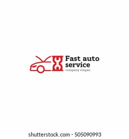 Fast car service abstract design concept. Auto repair vector logo.