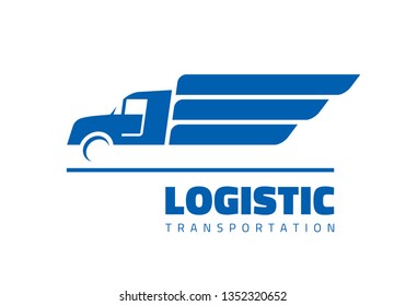 Fast car truck silhouette concept business logo template vector illustration. Speed delivery cargo abstract sign. Transport creative symbol. Graphic design element. 