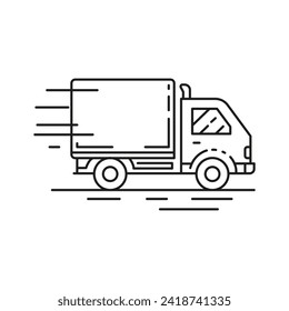 Fast cargo truck icon. Vector illustration