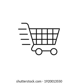 fast cart icon, fast shopping icon in flat black line style, isolated on white background 