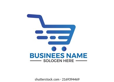  fast cart Online shopping  logo blue gradient or E-commerce logo vector design illustration