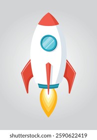 fast cartoon rocket with flame vector