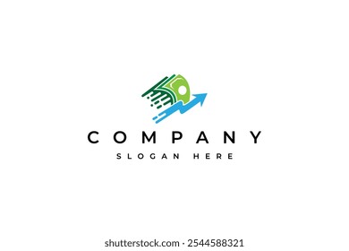 Fast Cash Logo Design Template with Up Arrow Digital Payment Investment Finance Illustration.