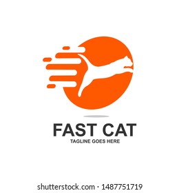Fast Cat Logo Design Vector