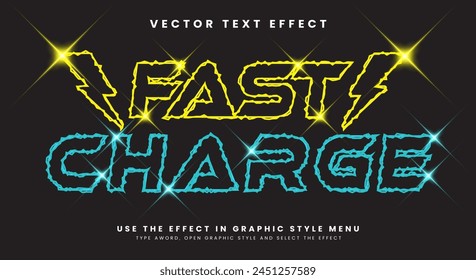 Fast charge editable text effect template with electric text style