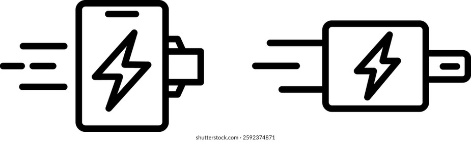 "Fast Charge Icon – Symbol of Quick Charging, Power Efficiency, and Modern Technology"