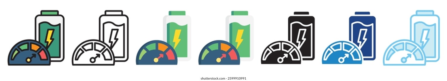 Fast Charger multi style, mini illustration icon set. outline, flat, glyph, line color, UI, UX, app and web, digital or print. vector EPS 10 related to EV, electric car, transportation.