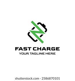 Fast charging battery, Electric charge icon, Isolated on black background, Vector illustration