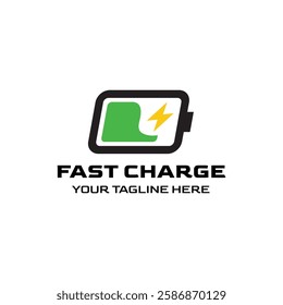Fast charging battery, Electric charge icon, Isolated on black background, Vector illustration