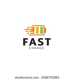 Fast charging battery, Electric charge icon, Isolated on black background, Vector illustration