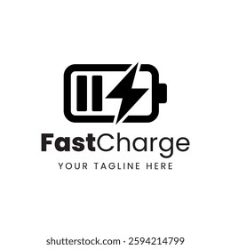 Fast charging battery, Electric charge icon, Isolated on black background, Vector illustration