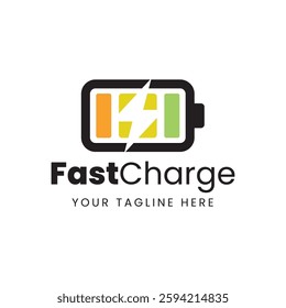 Fast charging battery, Electric charge icon, Isolated on black background, Vector illustration