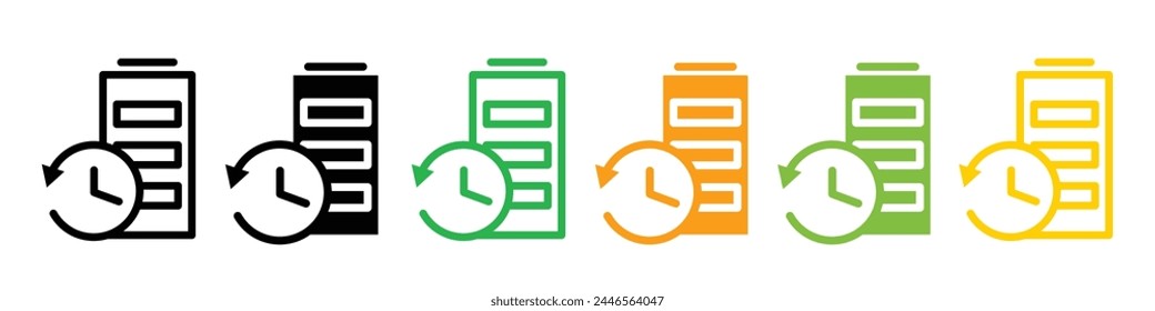 Fast Charging Battery Icon with Clock Symbol for Quick Power Ups