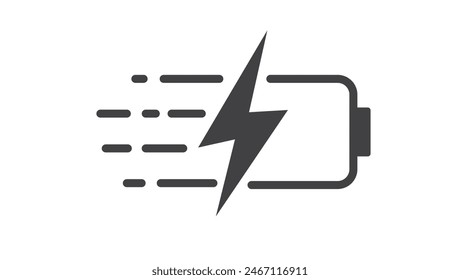 Icono de batería de carga rápida. Carga de energía de la batería. Ilustración vectorial.